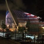 US and Israeli Flags Flying Over Jerusalem