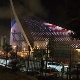 US and Israeli Flags Flying Over Jerusalem